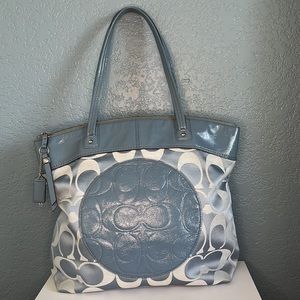 Coach Blue “Laura” signature monogram tote